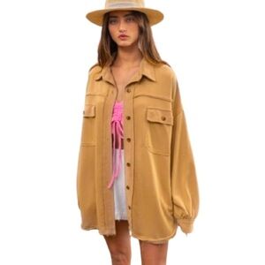 NWOT POL French Terry Favorite Oversized Coffee Jacket Shacket Size M